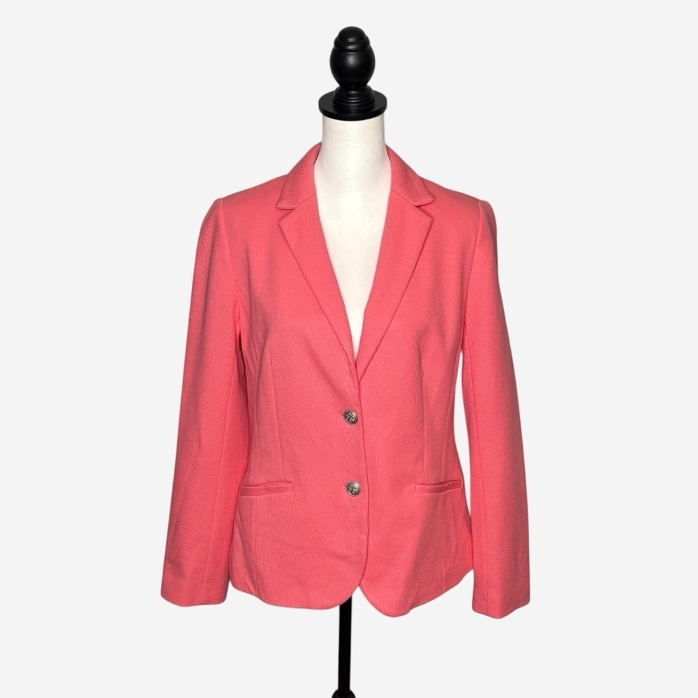 NEW Talbots Cotton Knit Blazer Jacket Size 10 Coral Lined Back Vent Classic - Picture 5 of 11